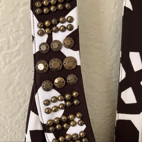 INC Brown and white T-back tank dress with stud details, Size L - Picture 4 of 8